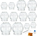 12PCS Glass Cupping Therapy Set Professional Chinese Traditional Acupoint Massage Cups for Cupping Therapy Treatment Thick Glass Cupping Set for Body