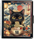 Metal 7 Day Pill Organizer, Weekly Pill Case 8 Compartments, Travel Pill Box for Purse & Pocket, Small Medicine & Vitamin Organizer, PP Dividers, Secure Clasp (Ramen Cat)