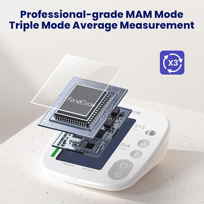 Upper Arm Blood Pressure Monitor for Home Use, Digital BP Machine Sphygmomanometer with 398 Reading Memory, Adjustable Arm Cuff 8.6"-17.7" (22-45 cm) Large LCD Display with Bluetooth Sync