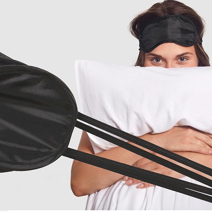 24 Pack Blindfold Eye Mask Cover Sleep Mask for Party Games Travel Sleep Team Build Party Supply with Adjustable Strap for Women Men Kids, Black