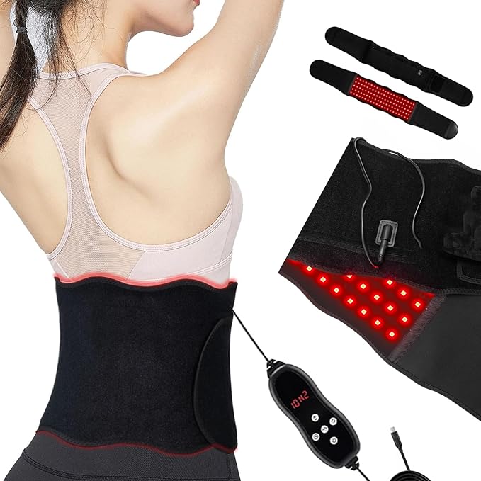 Red Light Therapy for Body, 660nm & 850nm Infrared Red Light Wrap, Upgraded 3 in 1 LED Beads with Timer Remote Control and Vibration Function,for Belt Shoulder Waist