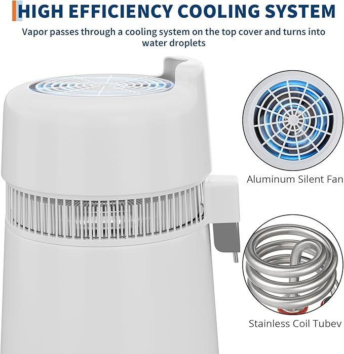 GarveeHome Water Distillers for Home Countertop, 1.5 gal/6 L Stainless Steel Distilled Water Machine with Glass Container, 750W Desktop Drinking Purifier Filter Distilling Kit