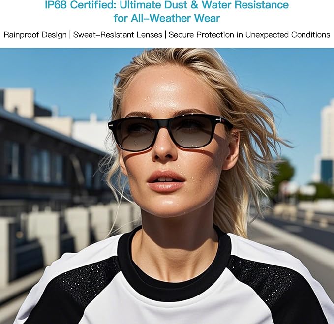 Smart Glasses for Men Women - Bluetooth Audio Sunglasses with Polarized Lenses - Wireless Headphones, Hands-Free Calling, UV Protection, Open Ear, IP67 Waterproof for Driving Fishing Walking