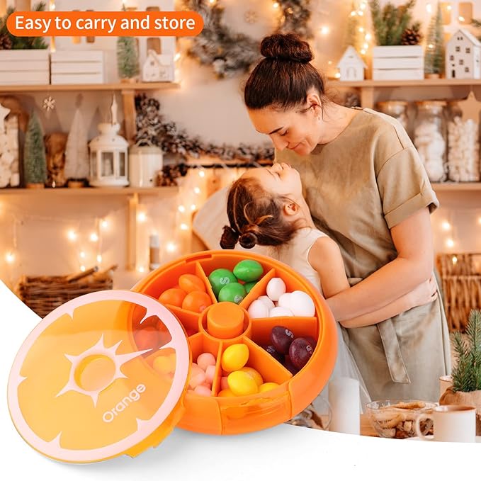 Creative Portable Mini 7 Day Weekly Circular Shape Rotary Cute Fruit Style Pill Storage Case Box (Orange)