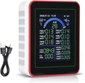 18-in-1 Smart Air Quality Monitor Real-Time Detector for AQI | CO2 | PM2.5 | PM1.0 | PM10 | TVOC | HCHO with Time Display White Indoor Air Quality Tester with USB Type-C Charging Cable