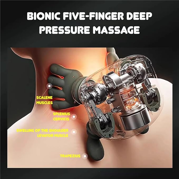 Heated Human-Like Shiatsu Neck Massager with Fingers, Wireless Portable Neck and Shoulder Massager, Electric Massagers for Neckk and Back Pain Relief and Muscle Relax