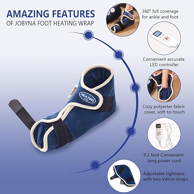 Feet Heating Pads for Women and Men, 2PCS Deep-Penetrating Electric Heated Foot Wrap for Neuropathy Pain Relief, Heating Pad for Feet Pain Relief, 86℉-158℉ & Auto Shut Off
