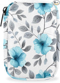 Portable Pills Organizer for Purse, Pill Cases Organizers 7 Day Medicine Travel Case, Personal Week Pill Organizer Cute Zipper Medication Bag Containers for Vitamin, Supplement (Blue Floral)