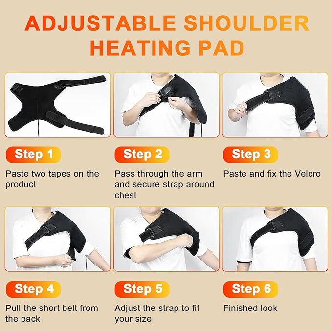 UTK Shoulder Heating Pads for Rotator Cuff Pain, Far Infrared Heating Pad for Shoulder, Shoulder Wrap with Natural Jade & Auto Shut Off & Smart Controller, Larger Size Shoulder Straps Gifts for Men