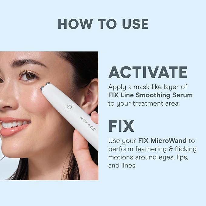 NuFACE FIX Serum - Line Smoothing Conductive Serum for Microcurrent with Triple Peptide, Hyaluronic Acid & IonPlex to Hydrate, Brighten and Enhance NuFACE Microcurrent Device Results (0.5 oz)