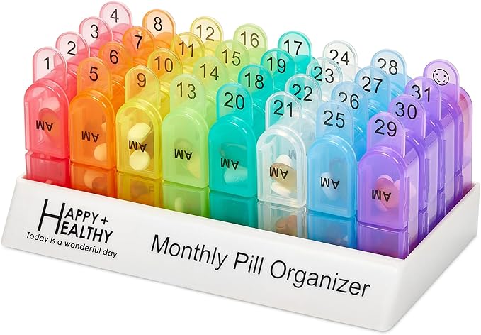 Monthly Pill Organizer 2 Times a Day - 30 Day AM/PM Pill Box with Removable Daily Compartments & Storage Tray, Large Capacity 1-Month Medicine Organizer Case for Vitamins & Supplements, BPA-Free