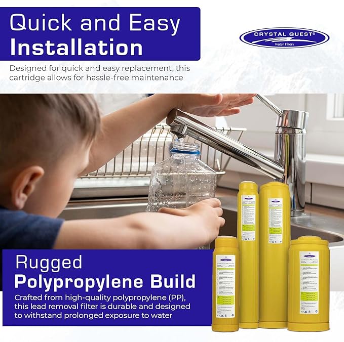 Crystal Quest Lead Water Filter Cartridge – Advanced Lead & Cyst Filtration, Durable PP Build, Steady Flow, Easy Installation, Long-Lasting Use, Fit for Crystal Quest Systems - 2-7/8" x 20"