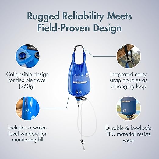 Katadyn Gravity BeFree 6L Water Microfilter, Camping, Backpacking, Emergency Preparedness, Blue