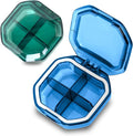 Daily Pill Organizer, 2 Pack 4 Compartments Small Pill Box Portable Pill Case, Travel Pill Organizer for Purse Pocket to Hold Vitamins, Cod Liver Oil, Supplements and Medication (Blue+Green)