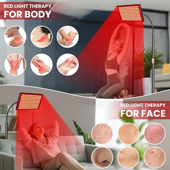 SAVlLER® Red Light Therapy for Face and Body, Red Infrared Light Therapy Lamp Panel with Stand, LED660nm Deed Red Light and 850nm Near Infrared Redlight Device at Home for Shoulder Back Joint