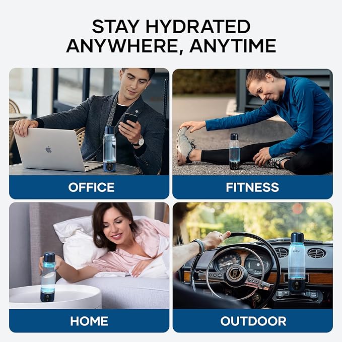 Hydrogen Water Bottle, BUZIO 4000ppb Hydrogen Water Bottles Generator Machine with Gen5 SPE/PEM Technology, Portable Athletic Performance Alkaline Water Bottle, with Dupont Membrane, OLED Display