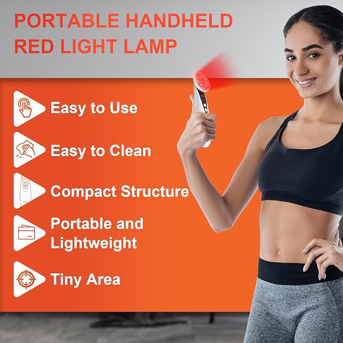Portable Red Light Therapy, Handheld Red Light Therapy for Body, Near Infrared Light Therapy 660nm & 850nm at Home, Sliver