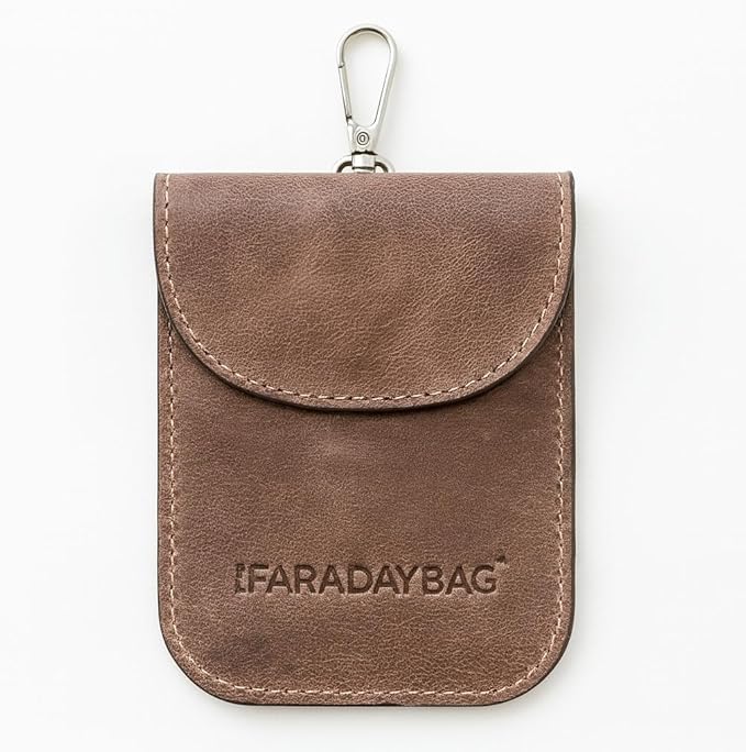 Faraday Key Fob Protector - Real Leather Premium Signal Blocking Pouches - RFID Blocking Car Key Security Shield