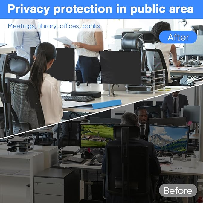 2 Pack 23.6 Inch Magnetic Computer Privacy Screen Filter for Monitor 16:9 Aspect Ratio, Removable Hanging Privacy Screen Shield, Anti Blue Light Filter, Anti-Glare Protector