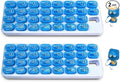 31 Day Monthly Pill Organizer with Pop Out Pocket Pill Pods and Storage Tray for Vitamins, Supplements, Home, Work or Travel - 2 Pack Blue