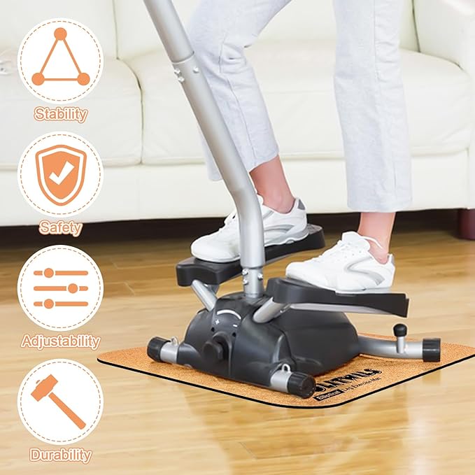 Under Desk Elliptical Mat - Non-Slip Exercise Equipment for Peloton Bike, Small Exercise Mat for Desk Workout Equipment