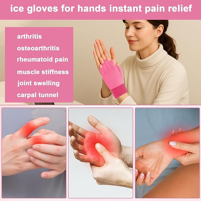 Finger Arthritis Compression Hand Ice Pack Gloves for Pain Relief, Adjustable Wrist Ice Pack for Hot & Cold Therapies, Reusable Gel Finger Ice Glove Sleeve tfor Tendinitis, Carpal Tunnel (Gray)