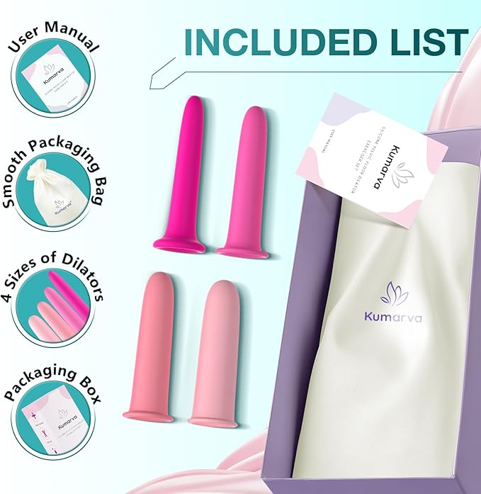 Vaginal Dilator Pelvic Floor Set - Silicone Wands Pelvic Floor Muscle Exercise Devices Dilators, 4 Sizes Pelvic Floor Support Kit Nesting Vaginal Trainer Stretcher Tool Massager for Women