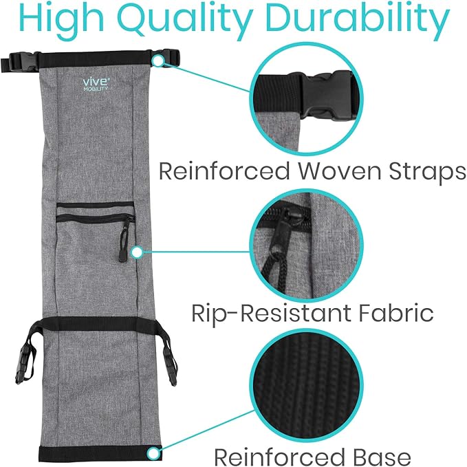 Vive Oxygen Tank Holder for Wheelchair - Portable Medical Cylinder Backpack for Travel - Carrier Accessories Bag for Walker, Rollator, Scooter - Case Fits Canister Sizes M2, M4, M6, M9, C, D, E