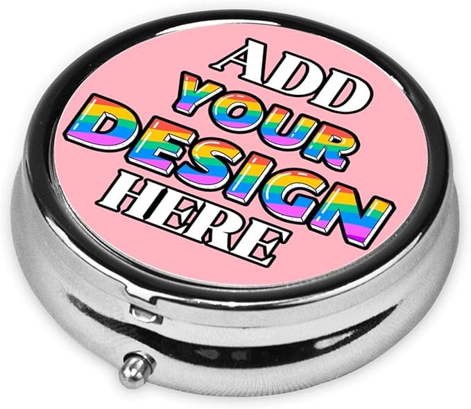 Medicine Pill Organizer, Medicine Pill Box Case Container Travel Pill Holder Vitamin for Purse Med Wallet Portable Mini Pastillero Round, Custom Your Own Pill Organizer, Light Pink, Personalized Gifts