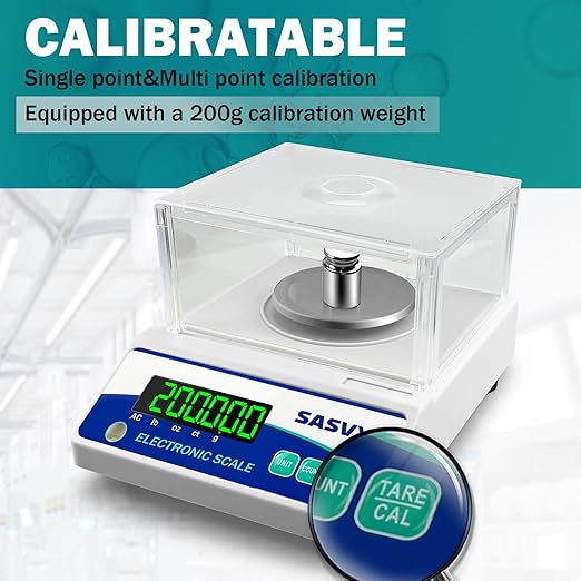 Lab Scale 500g x 0.001g Scientific Scale g/oz/ct/lb High Precision Digital Electronic Analytical Balance for Jewelry Kitchen Laboratory School, Includes 200g Calibration Weight&Battery
