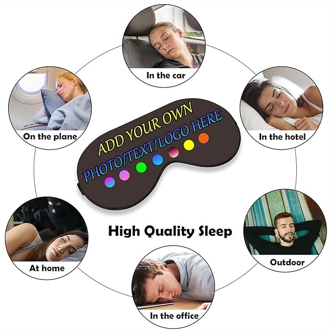 Personalized Eye Mask, Custom Eyeshade Blindfold Add Your Design Image Text Customized Eye Cover with Adjustable Strap for Sleeping Travel Work Naps Blocks Light, Taupe