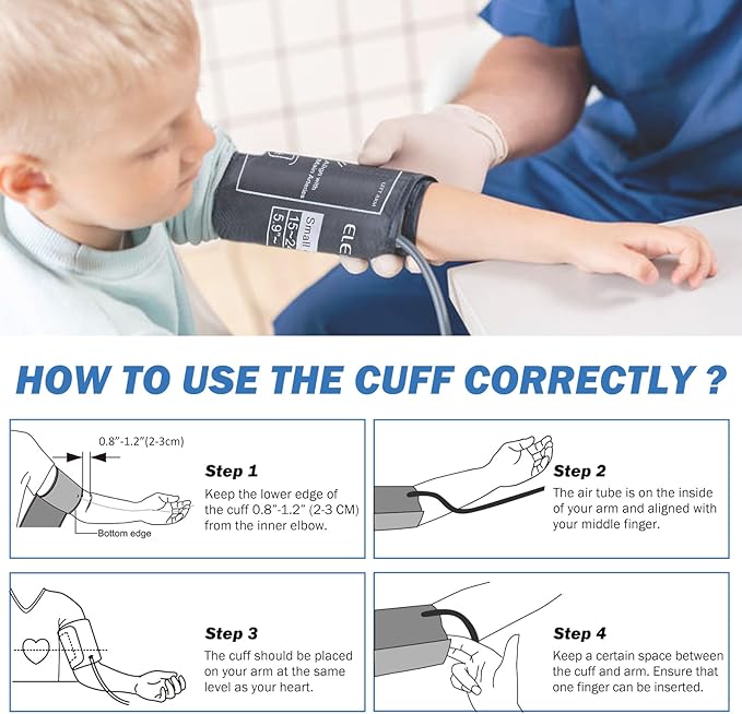 Pediatric Blood Pressure Cuff for Kids & Women - Small Child Replacement BP Cuff (5.9-9.5 Inch Arm Circumference), Compatible with Most Monitors - with 6 Connectors