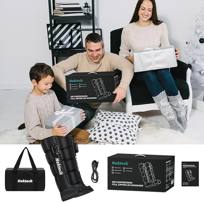 Nekteck Full Leg Compression Massager for Pain and Circulation, Portable Compression Boots for Athletes with 6 Modes & 4 Intensities, Gifts for Mom Dad Men Women (Single Unit)-Small