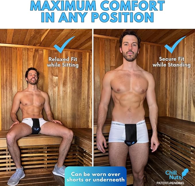 Ice Pack for Testicles, Sauna Heat Protection, Sperm Preservation Cooling Pack, Ergonomic Design, Non-Toxic, BPA-Free, Ice-Pack Pouch is 100% Cotton, Gym-Ready Insulated Case Included
