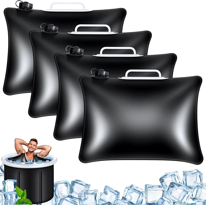4 Pack(24L) Large Refillable Ice Bath Bags Water Chiller,Bathtub Freezer Water Bags,Portable Cold Plunge Ice Bags Tub Accessories,Anti-Breakage Ice Block/Cube Molds for Cold Plunge