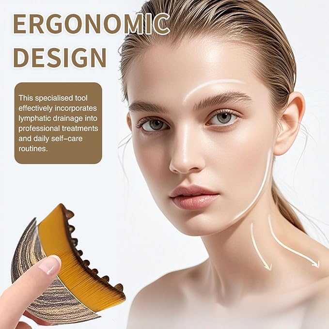 Facial Contour Sculpting Brush – Lymphatic Drainage for Anti-Puffiness, Lift & Glow | Boosts Skincare Absorption