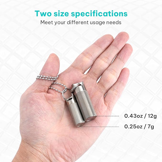 Pill case, Titanium Pill Box Keychain - 100% Waterproof Medicine Organizer, Keychain Pill Container for Emergency Pills, Outdoor Travel Camping