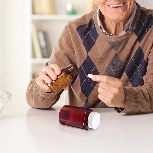 Cute Brown Plastic Pill Bottle 200ml Large Capsule Container Empty Medicine Bottles Sealing Caps