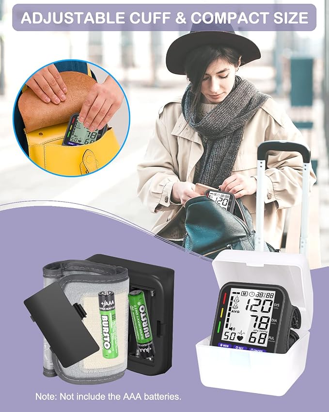 Wrist Blood Pressure Monitor, Blood Pressure Monitor with Adjustable Wrist Cuff, 3-Color Indicator, Dual 198 Reading Memory, Large LCD Display Digital BP Machine