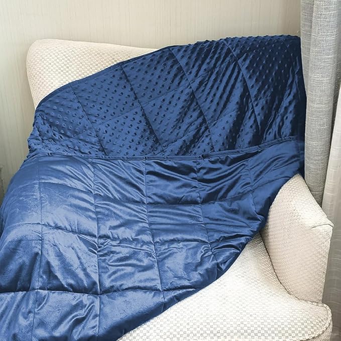 ALANSMA Reversible Weighted Blanket for All Season, Luxury Velvet, Warm and Cool, Adult 10Lb Blue Weighted Blanket, Enjoy Sleeping Anywhere(Blue,48"x72" 10lbs)