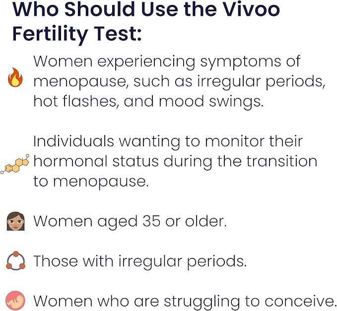 Vivoo Fertility Test – At-Home FSH Test to Monitor Ovarian Reserve, Scan & Track with Free Vivoo App, 10 Individually Wrapped FSH Tests + 10 Urine Collectors