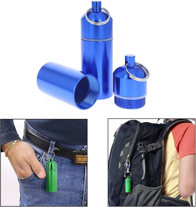(6-Pack) ID Pill Holder Key Chain O Ring Cap Plastic Coated Interior (Assorted Colors)