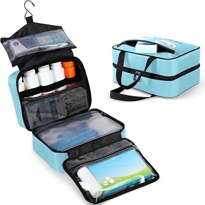 Naanle Pill Organizer Bag Travel Pill Bottle Medicine Organizer Home Storage Medication Bag for Vitamin Supplements, Cute Cartoon Pill Empty First Aid Bag for Car Camping, 1.0 Count