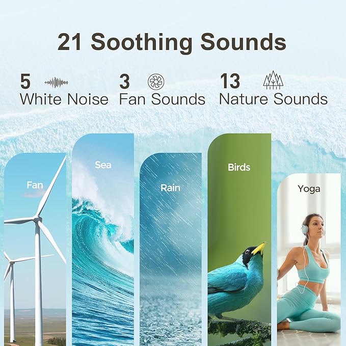 ANJANK White Noise Sound Machine Alarm Clock with HiFi Bluetooth Speaker, 21 Soothing Sounds/7 Night Lights/8 Alarm Sounds/30-Level Volume/0-100% Dimmer, Noise Maker for Boys Teens Kids Sleep, Bedroom