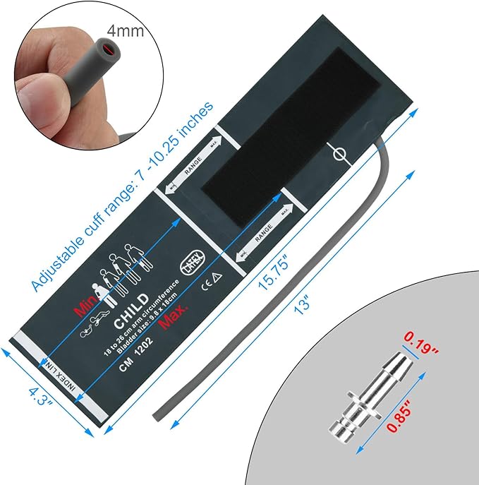 Cosmos Blood Pressure Monitor Replacement Cuff with Metal Air Hose Connector for Blood Pressure Monitor and Machine for 18-26 cm Upper Arm Circumference (Child Size)