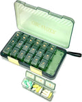 Weekly Medicine Pill Organizer 3X a Day, 7 Day 3 Times a Day Travel Pill Case for Purse, Cute Pill Box for Vitamins, Fish Oils, Supplements (Green)
