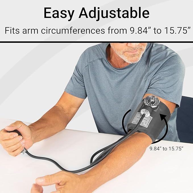 Vive Precision Manual Blood Pressure Cuff - Aneroid Sphygmomanometer with Case - BP Kit Monitor for Adults, Nurses - One Hand, One Tube Upper Arm Cuff Machine - BPM Meter Device for Professionals