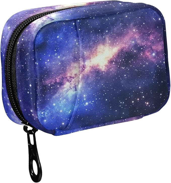 Fustylead Beautiful Universe Filled with Stars Nebula and Galaxy Pill Organizer and Storage Weekly with Zipper, Removable Pill Box Portable Medicine Organizer for Vitamin Fish Oil Supplement