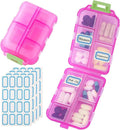 Travel Pill Organizer Portable Pocket Pill Case Small Pill Box for Purse Medicine Organizer Have 10 Compartments Storage Vitamin Fish Oil by INVODA (1PCS Pink+Lables)