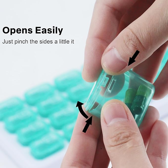 Monthly Pill Organizer, Large Travel Pill Box 31 Day, Daily Pill Case, Pill Holder Container for Vitamin, Medicine, Supplement, Fish Oil, Green